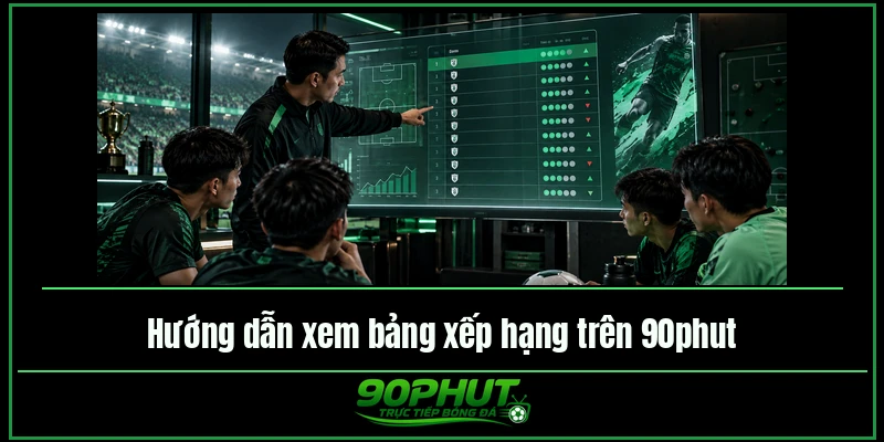 Hướng dẫn xem bảng xếp hạng bóng đá trên trực tiếp bóng đá 90phut